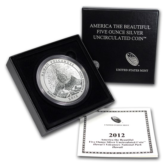 2012-P 5 oz Silver ATB Hawaii Volcanoes (w/Box & COA) 2012-P 5 oz Silver ATB Hawaii Volcanoes (w/Box & COA)